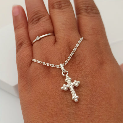Conjunto Cadena, dije cruz trebol y anillo midi