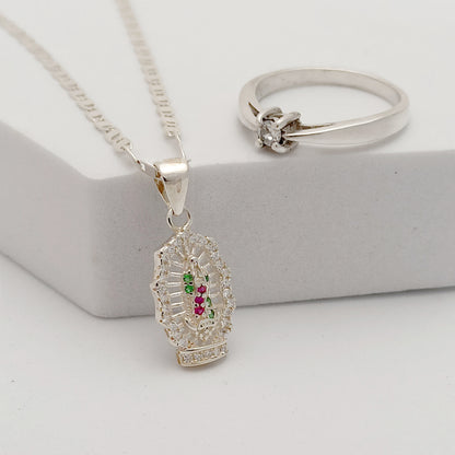 Conjunto Cadena, dije Guadalupe con Anillo Circon