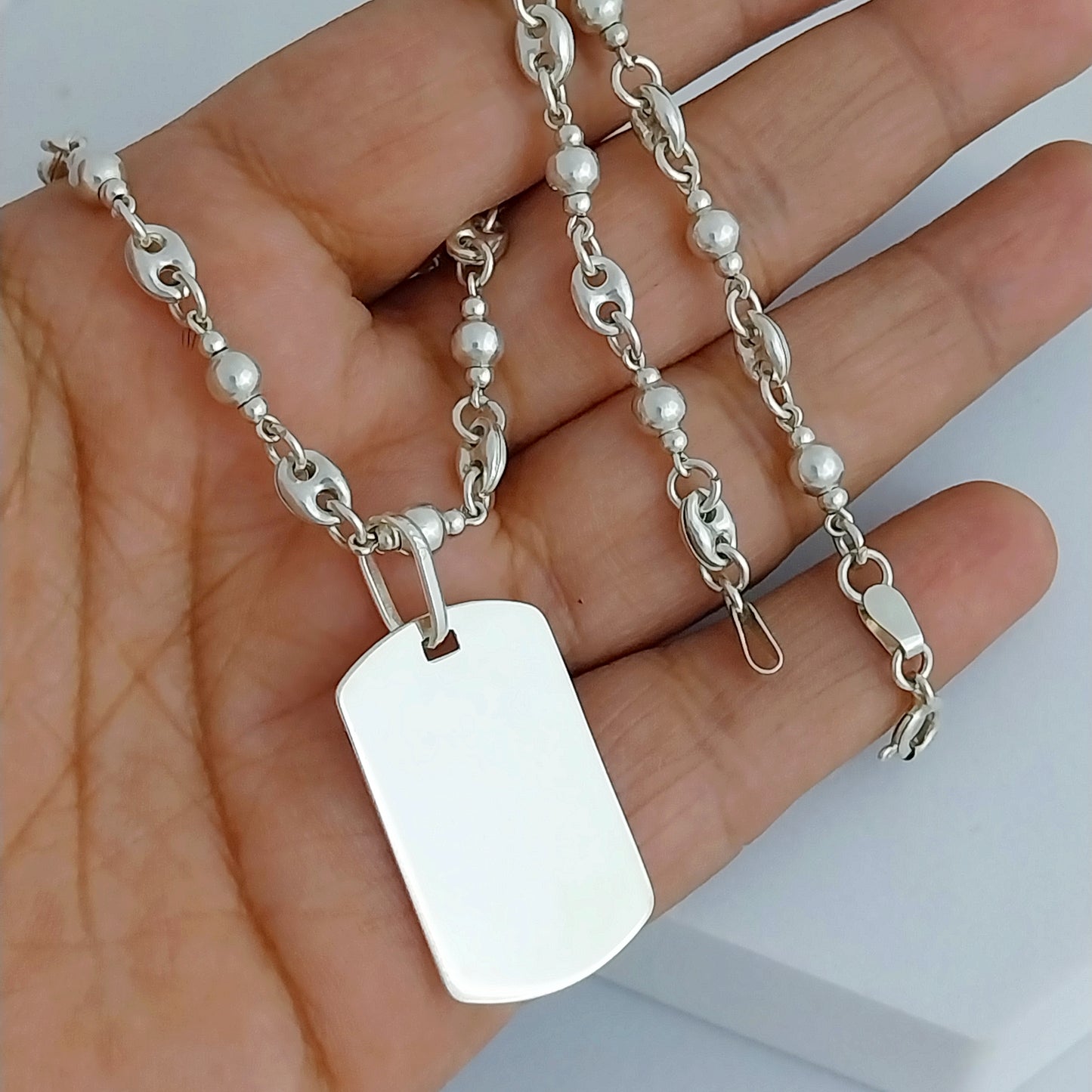 Conjunto cadena y placa militar Grande