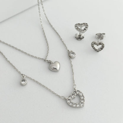 JP63902 - Conjunto Cadena dije y aretes de Corazón