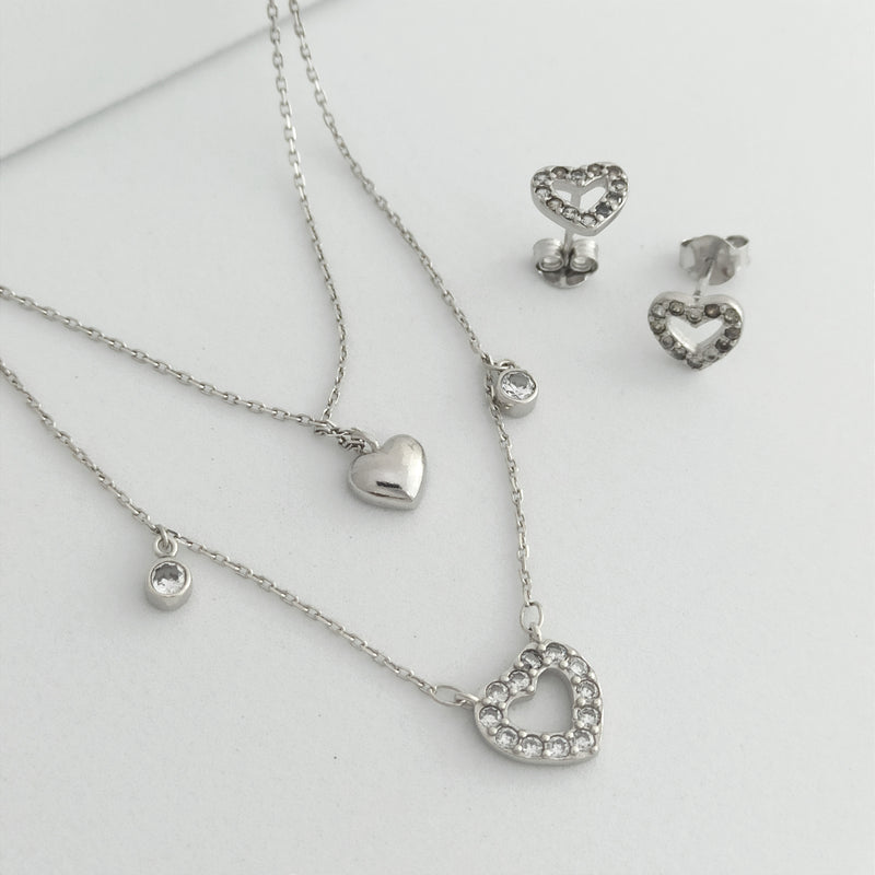 JP63902 - Conjunto Cadena dije y aretes de Corazón