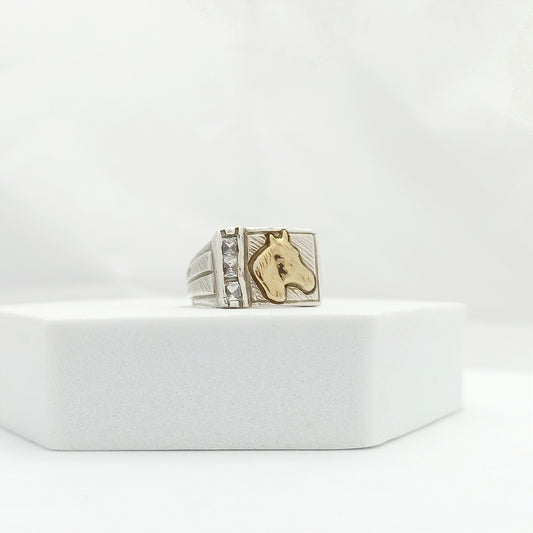 Anillo Caballo Cuadrado cn circones