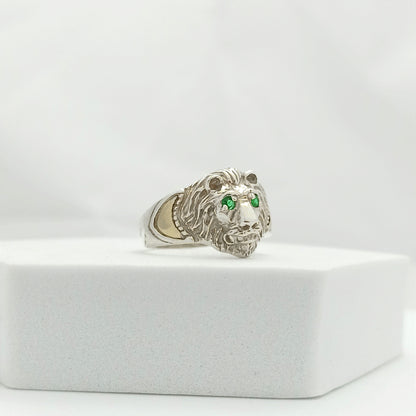 Anillo Cabeza de León en Plata y Oro