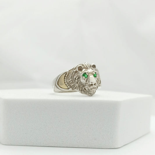 Anillo Cabeza de León en Plata y Oro