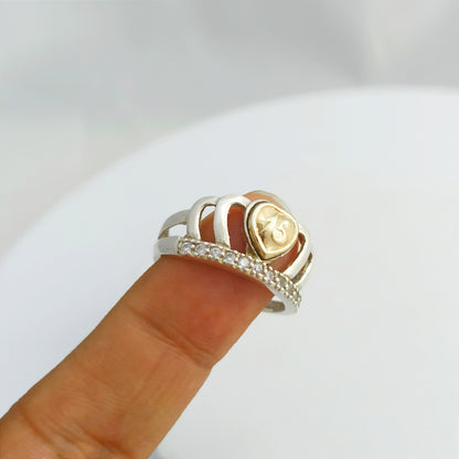 Anillo Corona y Corazon de 15