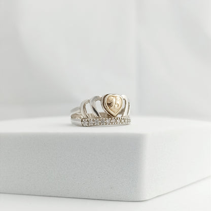 Anillo Corona y Corazon de 15