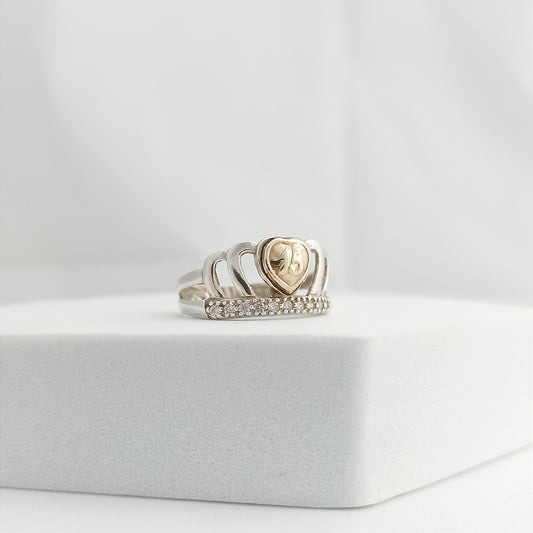 Anillo Corona y Corazon de 15