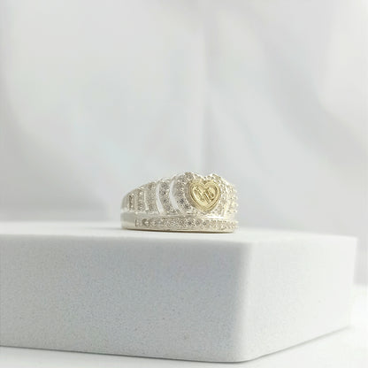 Anillo Corona con Corazón y Circones
