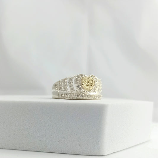 Anillo Corona con Corazón y Circones