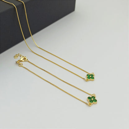 J601841 - Conjunto Cadena y Pulsera Veneciana con Clover