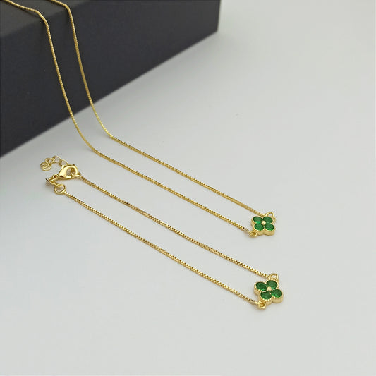 J601841 - Conjunto Cadena y Pulsera Veneciana con Clover