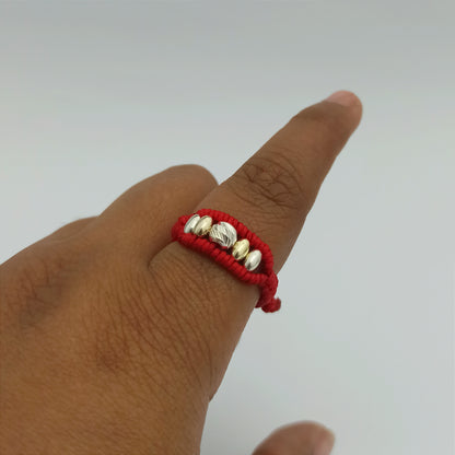 ATP05 - Anillo Tejido con Canutillos Lisos y Balin Diamantado
