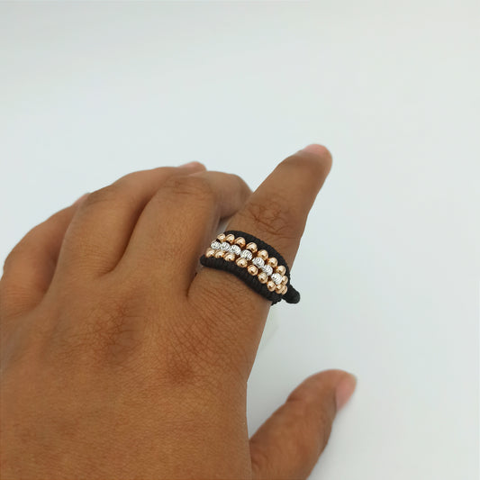 ATP08 - Anillo Tejido en 3 Lineas en Plata y Oro