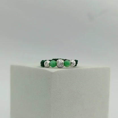 ATP11 - Anillo Tejido con Esmeraldas y Balines Italianos
