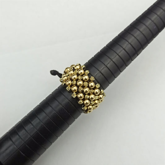 AT18 - Anillo Tejido 7 Lines con Balines Lisos y Diamantados