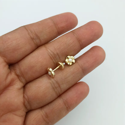 J34314 - Topo Flor Perla 5 Petalos con Rosca de Seguirdad