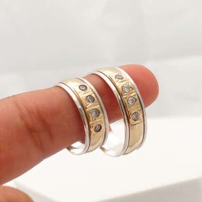 Par de Argollas en Plata y Oro con Circones