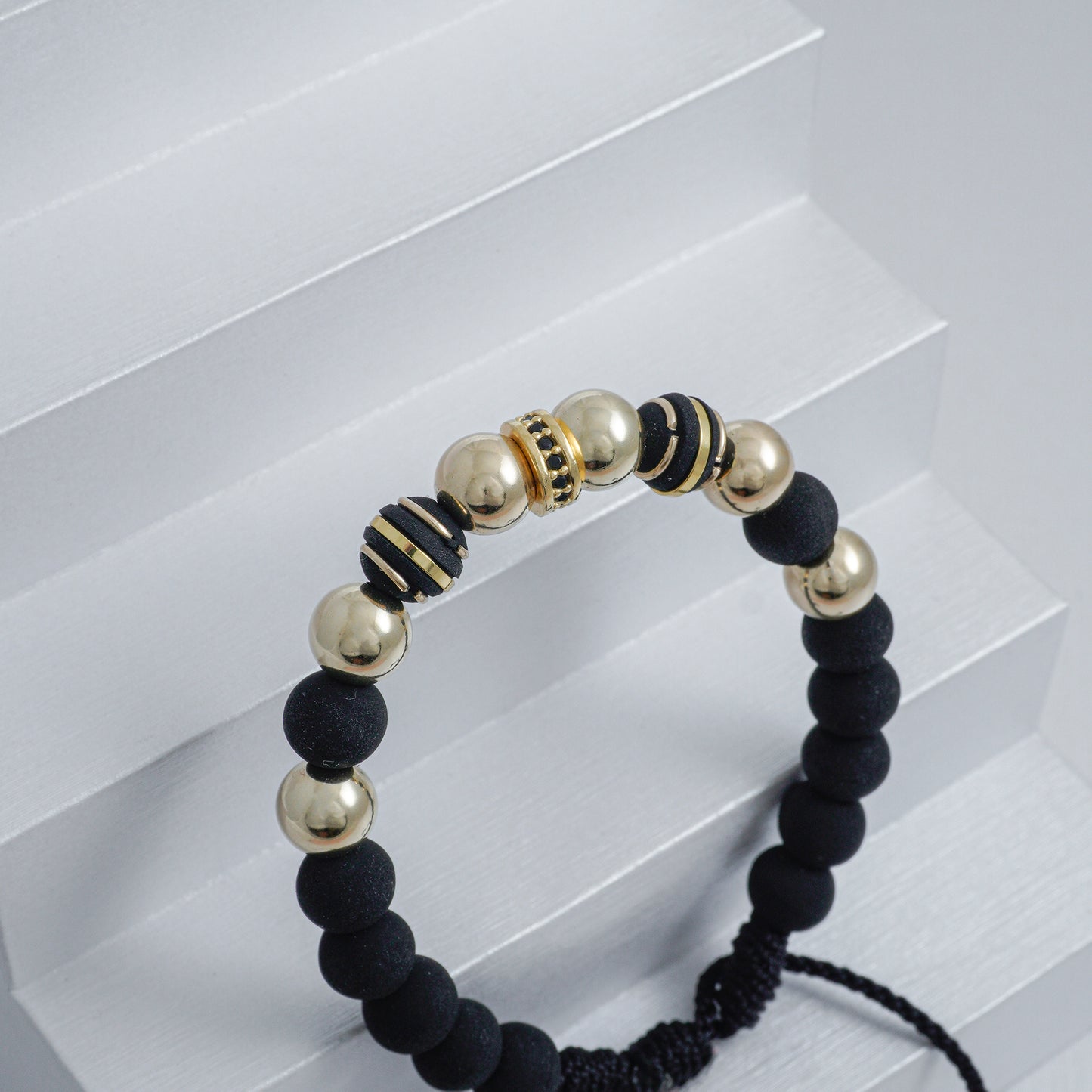 22799N - Herraje Rondel Circonias 1 Linea 8 mm Negro