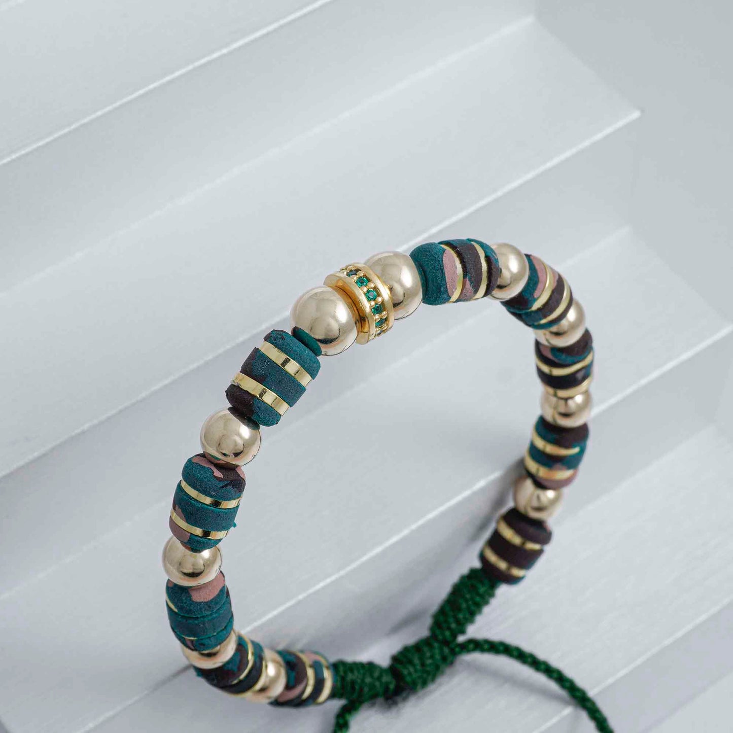 22799V - Herraje Rondel Circonias 1 Linea 8 mm Verde