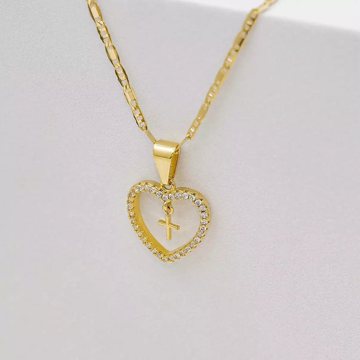 23192 - Dije Corazon Circonias + Cruz Mini