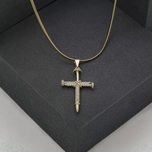 23230 - Dije Cruz Clavos Circonias Cristal