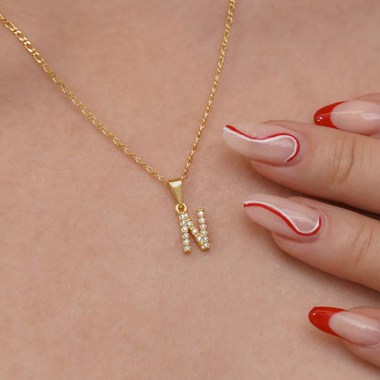 23370N - Dije Silueta Letra N Mediana Con Circones