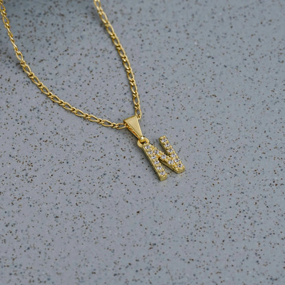 23370N - Dije Silueta Letra N Mediana Con Circones