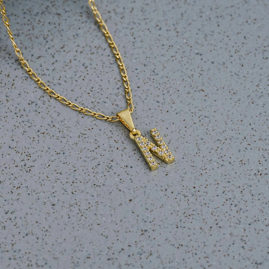 23370N - Dije Silueta Letra N Mediana Con Circones