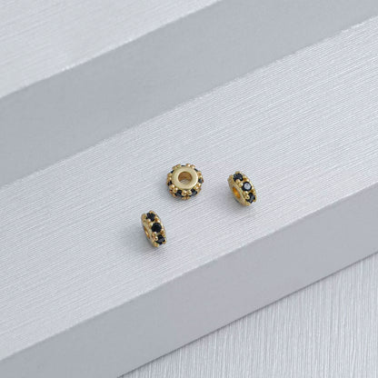 24799N - Herraje Rondel circonias x 3 Negro