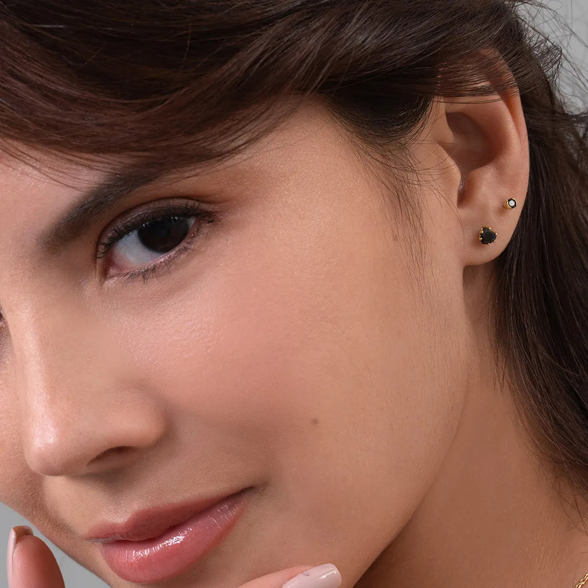 33023N - Topitos Circonia Corazón NEGRO