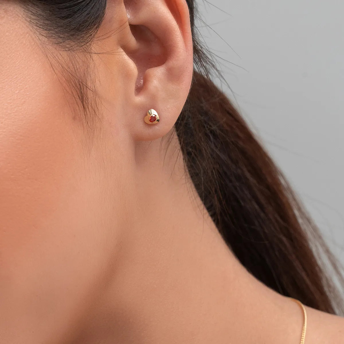 34045R - Topitos Corazón Mini Circonia ROJO