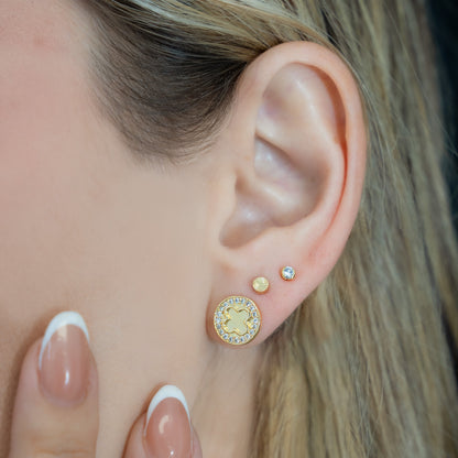 34257 - Topitos Clover Redondo Circonias 1 Cm