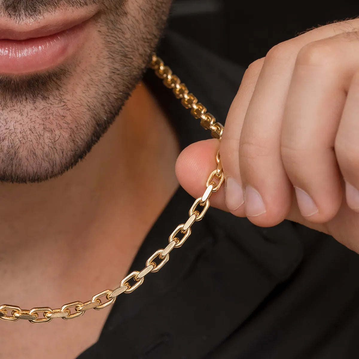 41808 - Cadena Aros Diamantada Gruesa 65 Cm