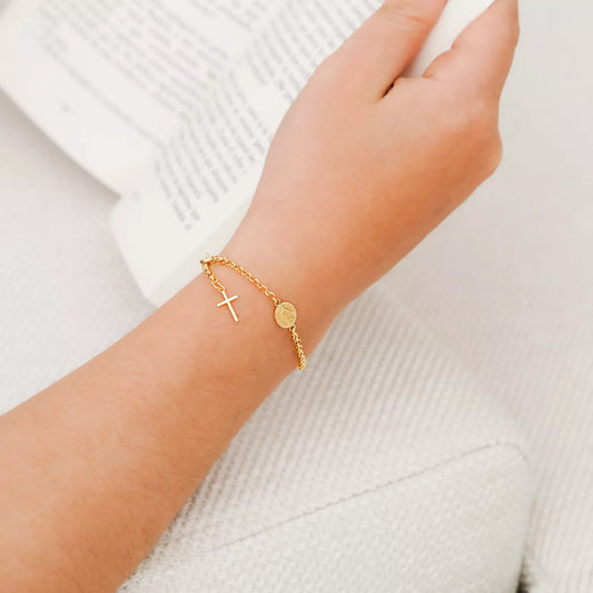 53021 - Pulsera Virgen Milagrosa Mini 16.5 cms Extensor Cruz