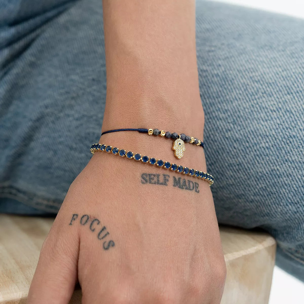 54001A - Pulsera Circonias Azul Unisex