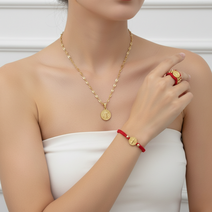 Set Cadena, Dije, Manilla y Anillo San Benito Protector