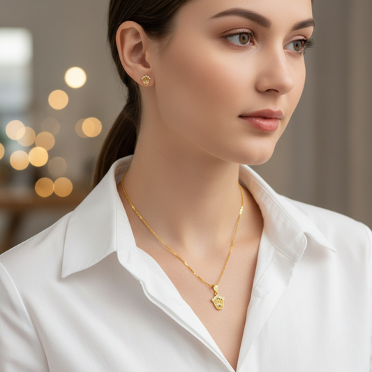 Set Corona Rolex Cadena, Dije y Topitos