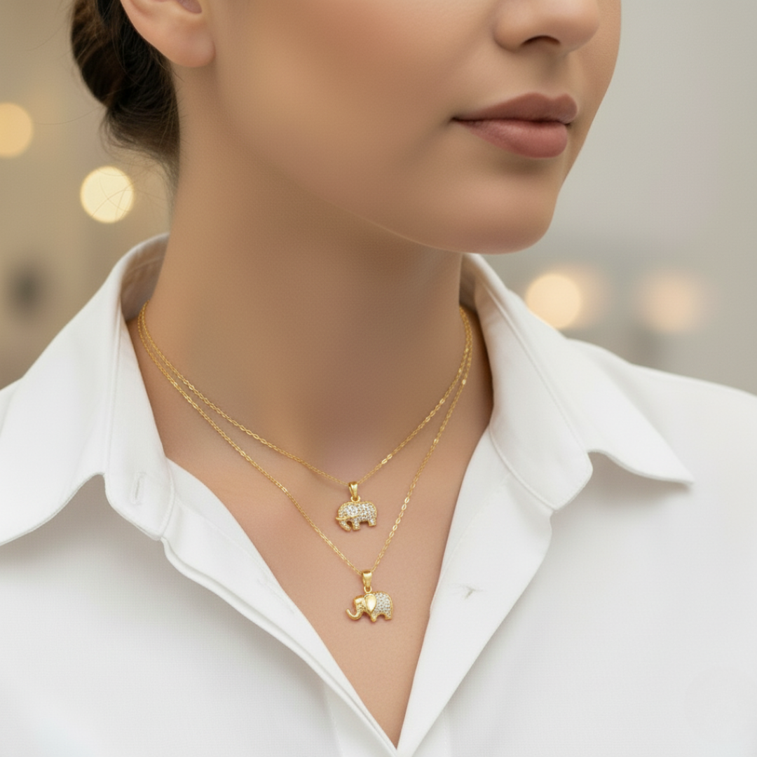 Set Cadena y dije Elefante con Circonias