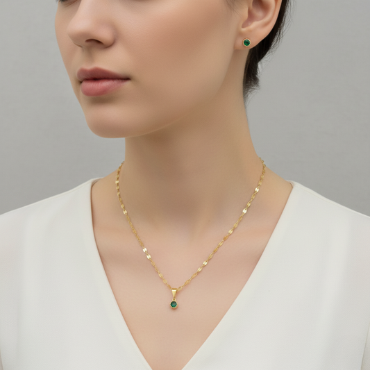 Set Cadena, dije y topitos Circulo Verde