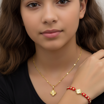 Set Cadena y Manilla Clover Sol