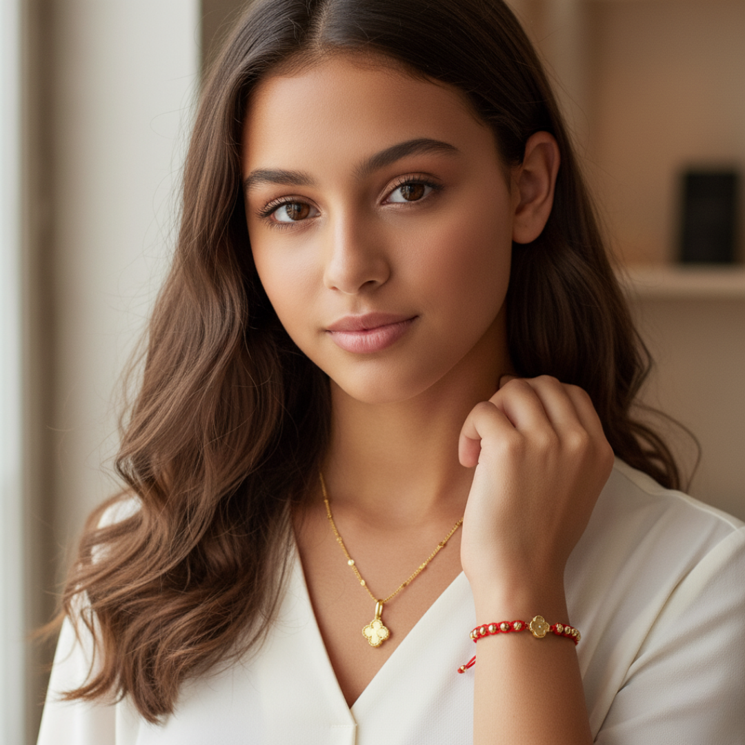 Set Cadena y Manilla Clover Sol