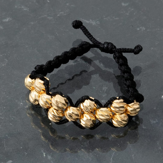 AT06 - Anillo Tejido balines diamantados intercalados