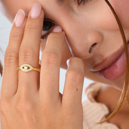 13060- Anillo Ojo Turco Cristal Ajustable