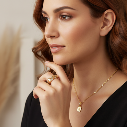 Set Cadena, dije y anillo personalizado