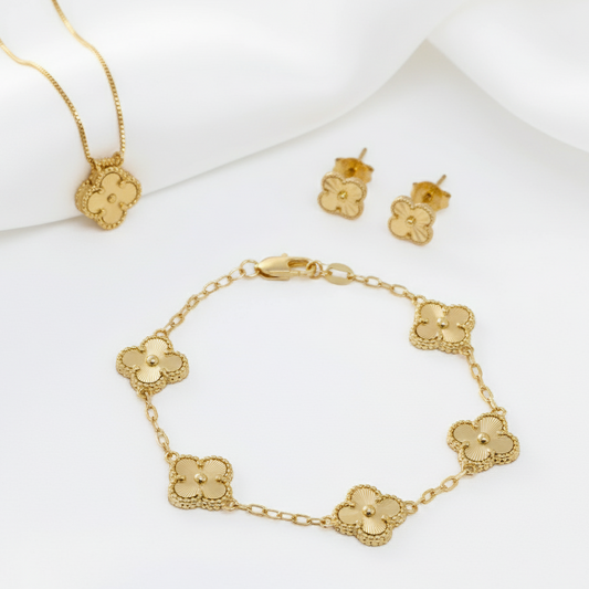 45011 - Conjunto Clover Sol Cadena, Pulsera y Topitos