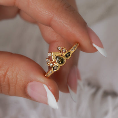 13049 - Anillo Green Bloom Ajustable + Empaque