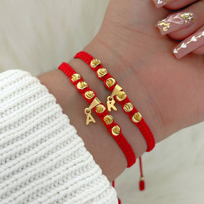 MP118 - Par manillas balines italianos con dije de inicial