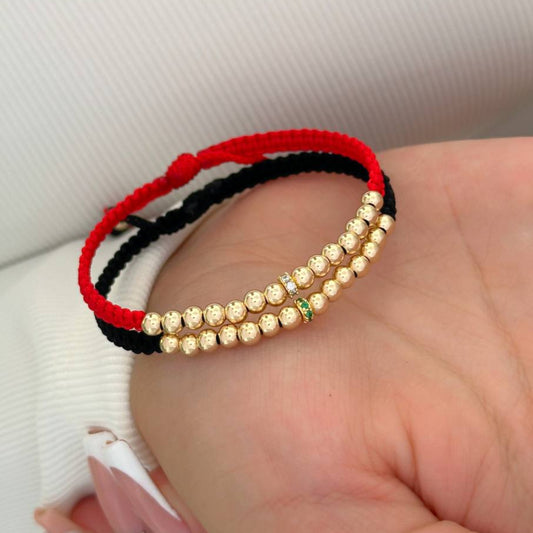 MP111 - Par manillas balines lisos y rondeles con circones