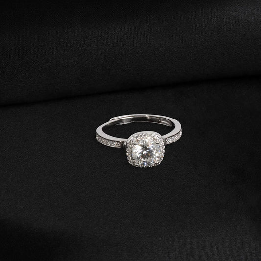 14020 - Anillo Halo Moisanita Cushion Ajustable