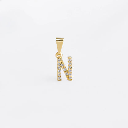 23370N - Dije Silueta Letra N Mediana Con Circones